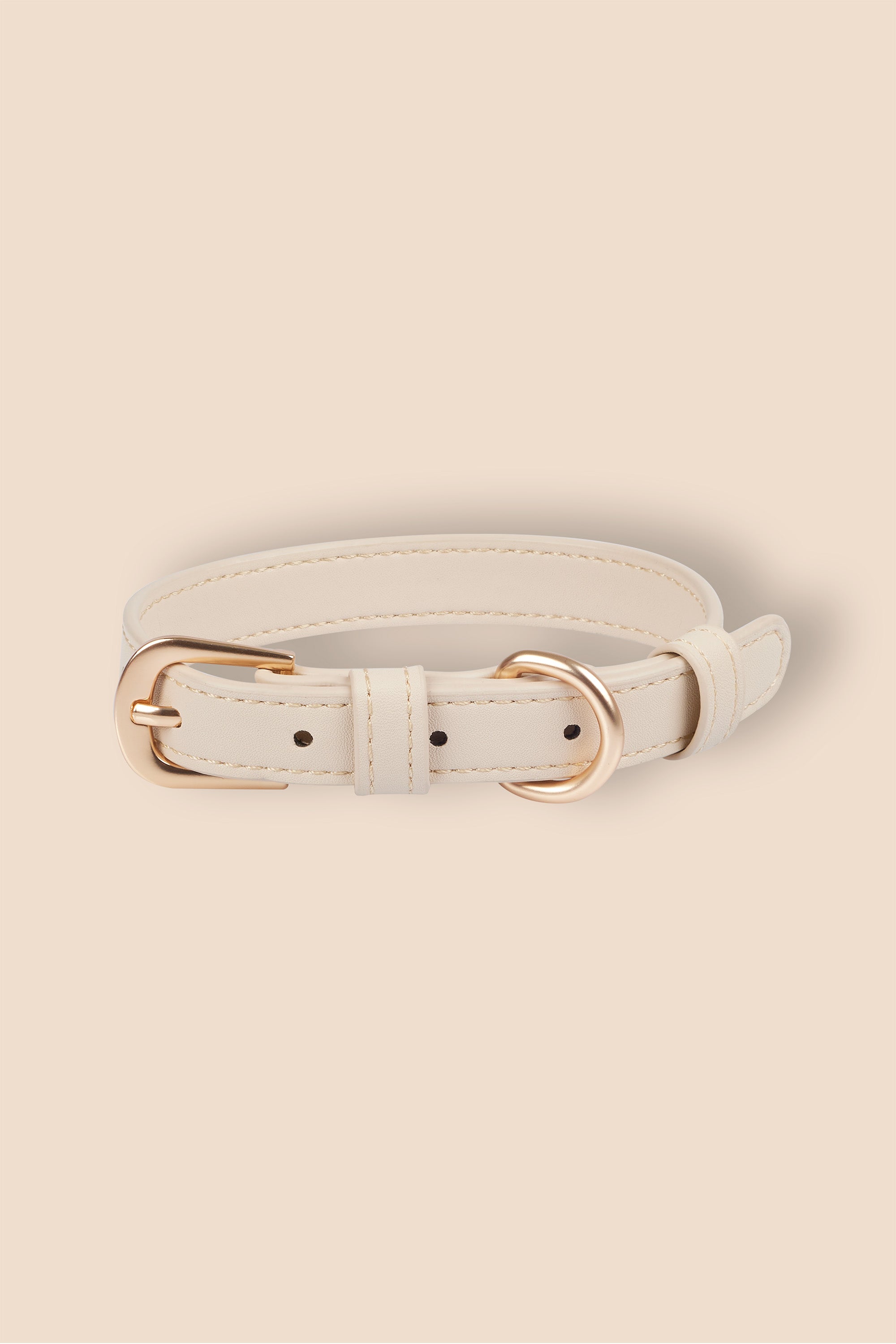 MIA COOSH Dog Collar from Vegan Microfibre Leather with Matte Gold Hardware in Vanilla Cream