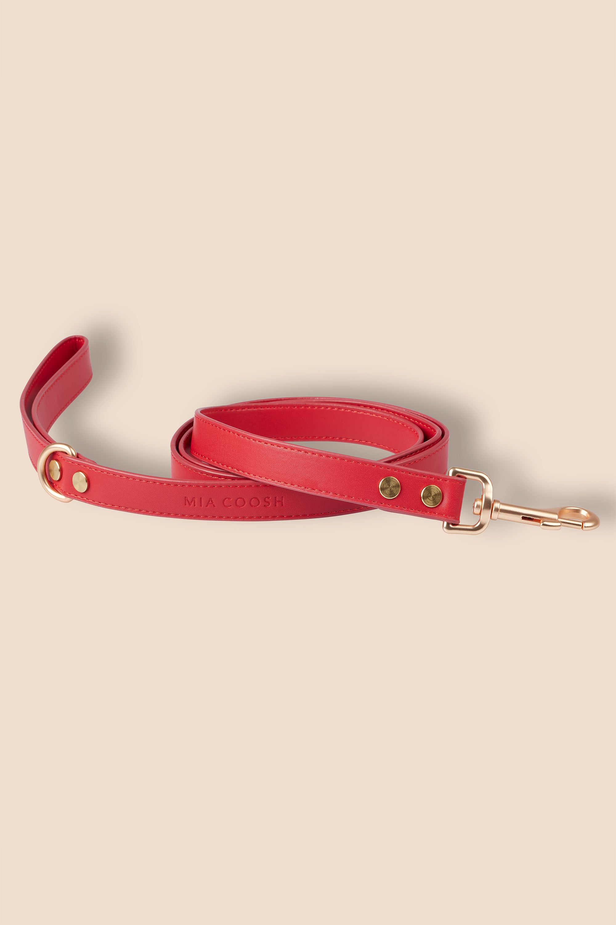 MIA COOSH Lead from Vegan Microfibre Leather with Matte Gold Hardware in Rouge Red