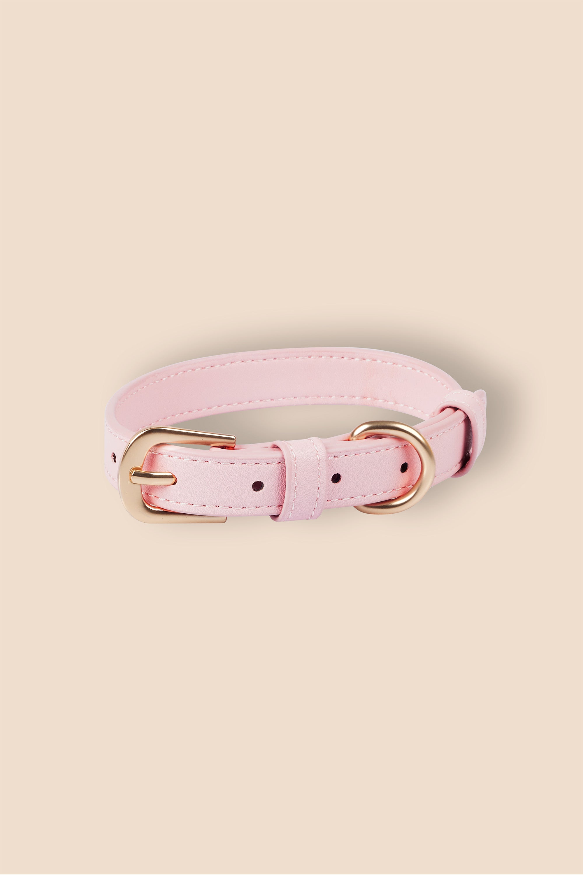 MIA COOSH Dog Collar from Vegan Microfibre Leather with Matte Gold Hardware in Blush Pink