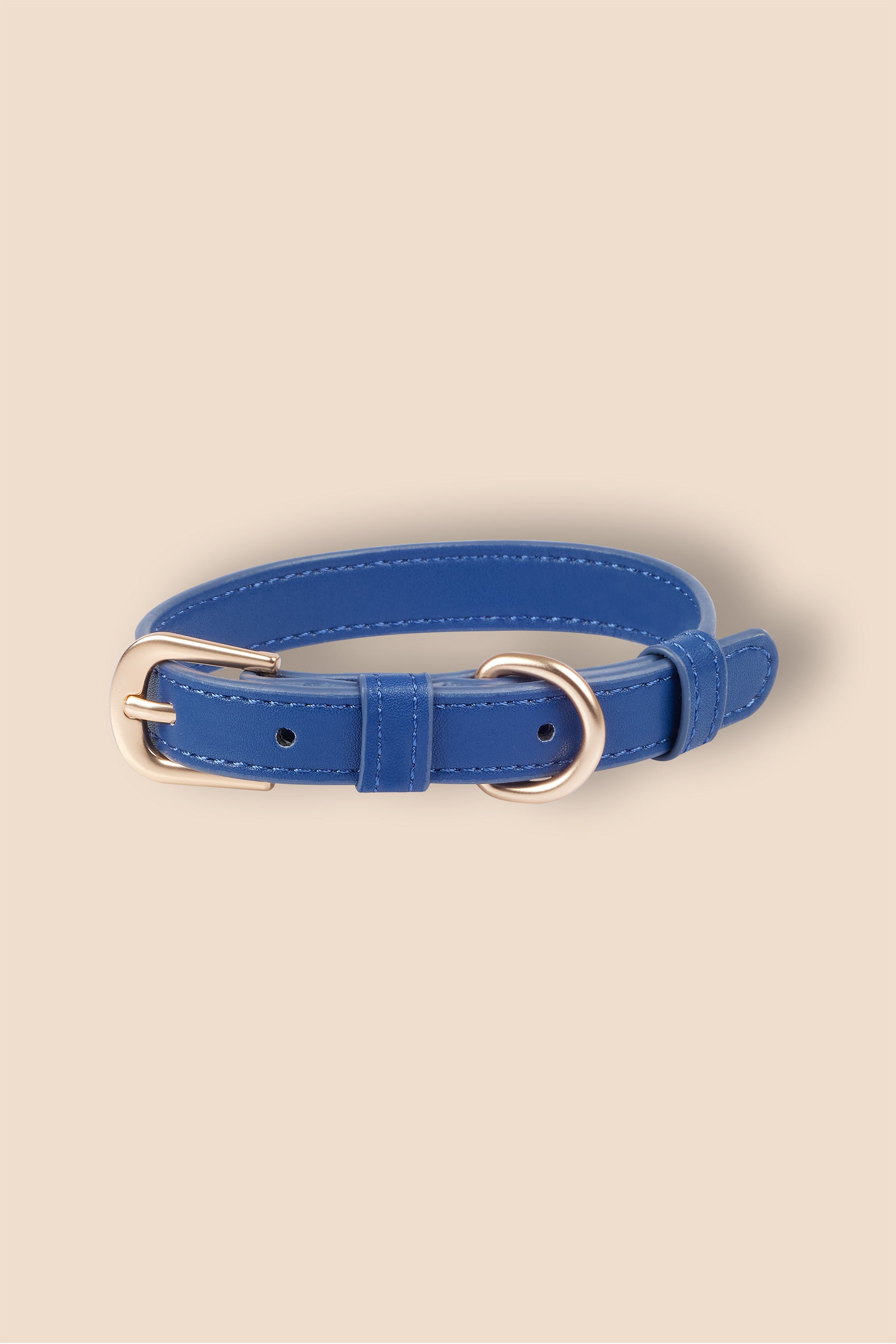 MIA COOSH Dog Collar from Vegan Microfibre Leather with Matte Gold Hardware in Navy Blue