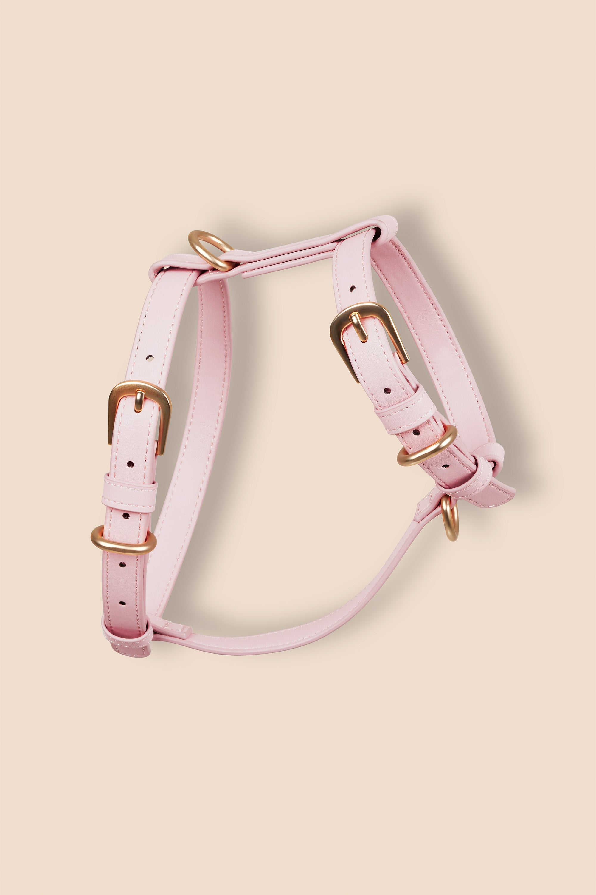 MIA COOSH Dog Harness from Vegan Microfibre Leather with Matte Gold Hardware in Blush Pink