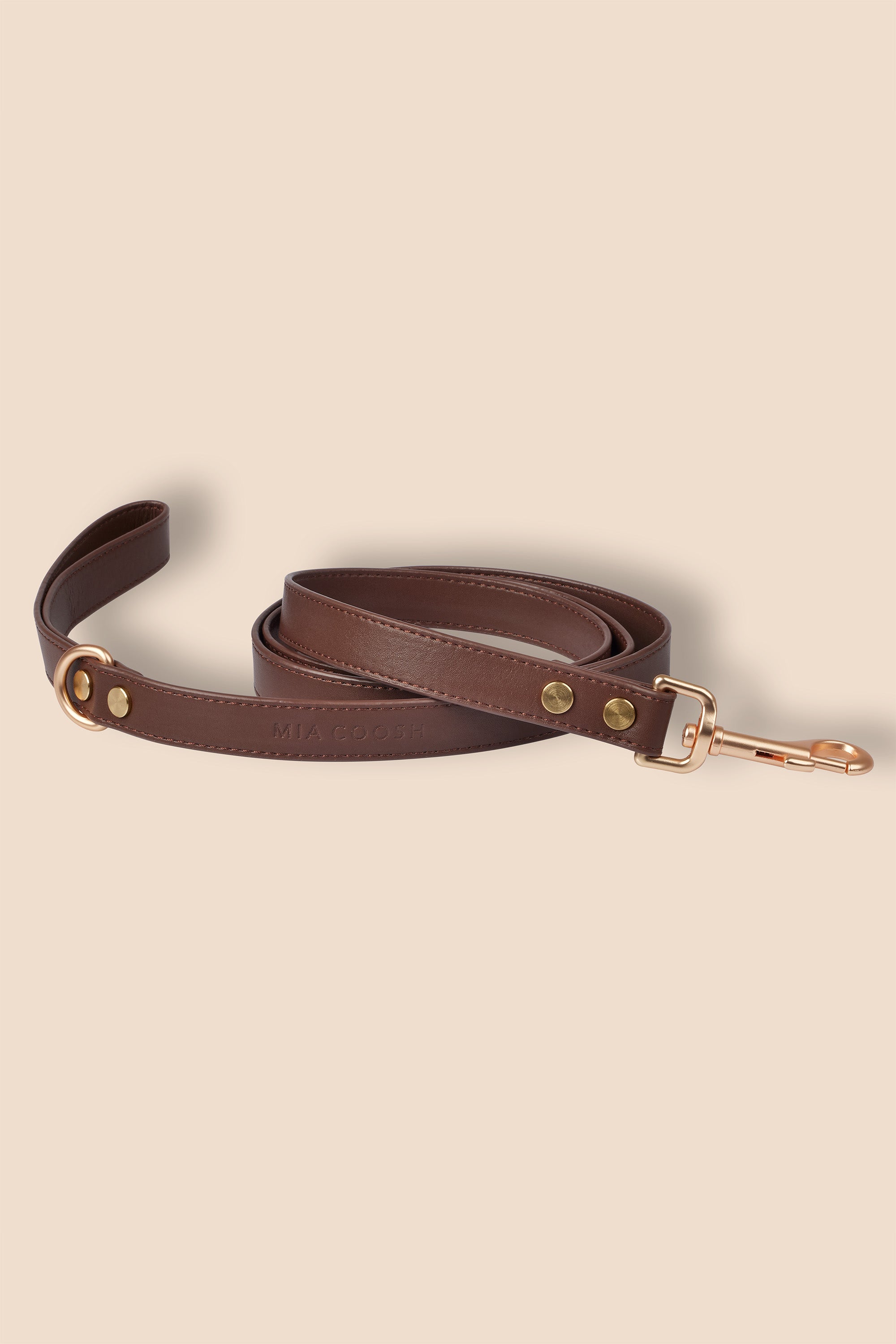 MIA COOSH Lead from Vegan Microfibre Leather with Matte Gold Hardware in Dark Chocolate