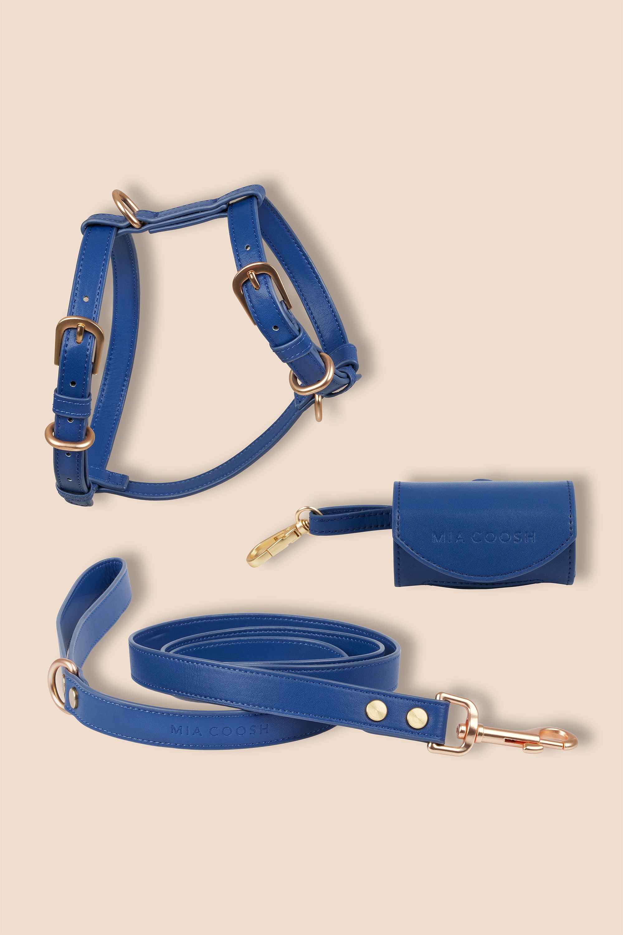 MIA COOSH Harness Set (Harness, Lead and Poop Bag Holder) in Navy Blue